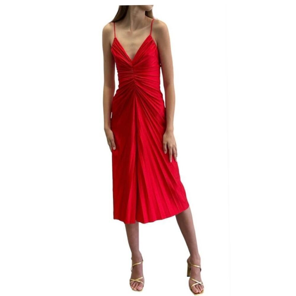 NWT Delfi Collective Rushed V neck Marilyn Red Holiday Valentine Dress Small
